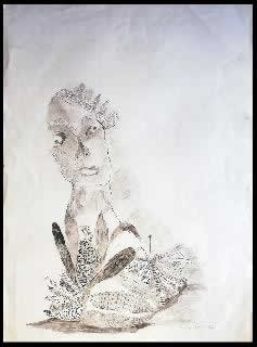 Stefano Scadati pittore - 1990 Testa di donna con pannocchie