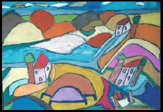 Stefano Scadati pittore - 1996 colline con fiume