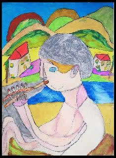 Stefano Scadati pittore - 1997 suonatore di flauto